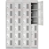 Casiers &eacute;conomiques perfor&eacute;s et assembl&eacute;s Clean Line, 6 niveaux, Bloc de 4, 18" x 72" x 12", Acier Maritime Industrial Rubber
