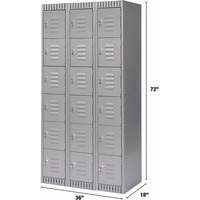 Lockers, 6 -tier, Bank of 3, 36" x 18" x 72", Steel, Grey, Knocked Down Maritime Industrial Rubber