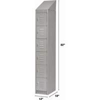 Lockers, 6 -tier, 12" x 18" x 82", Steel, Grey, Knocked Down Maritime Industrial Rubber