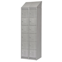 Lockers, 6 -tier, Bank of 2, 24" x 18" x 82", Steel, Grey, Knocked Down Maritime Industrial Rubber
