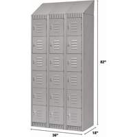 Lockers, 6 -tier, Bank of 3, 36" x 18" x 82", Steel, Grey, Knocked Down Maritime Industrial Rubber