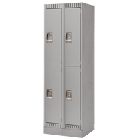 Lockers, 2 -tier, Bank of 2, 24" x 18" x 76", Steel, Grey, Knocked Down Maritime Industrial Rubber