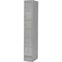 Lockers, 6 -tier, 12" x 18" x 76", Steel, Grey, Knocked Down Maritime Industrial Rubber