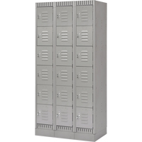Lockers, 6 -tier, Bank of 3, 36" x 18" x 76", Steel, Grey, Knocked Down Maritime Industrial Rubber