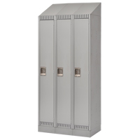 Lockers, Bank of 3, 36" x 18" x 86", Steel, Grey, Knocked Down Maritime Industrial Rubber