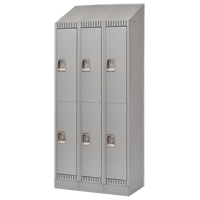 Lockers, 2 -tier, Bank of 3, 36" x 18" x 86", Steel, Grey, Knocked Down Maritime Industrial Rubber