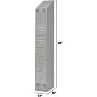 Lockers, 6 -tier, 12" x 18" x 86", Steel, Grey, Knocked Down Maritime Industrial Rubber