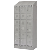 Lockers, 6 -tier, Bank of 3, 36" x 18" x 86", Steel, Grey, Knocked Down Maritime Industrial Rubber