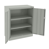 Counter High Cabinet, Steel, 2 Shelves, 42" H x 36" W x 18" D, Light Grey Maritime Industrial Rubber