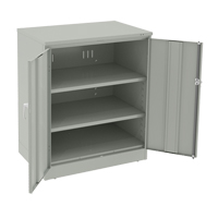 Deluxe Counter High Cabinet, Steel, 2 Shelves, 42" H x 36" W x 24" D, Light Grey Maritime Industrial Rubber