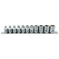 Flat-Cut E-"Star" Socket Set, 11 Pieces, 3/8" Drive Size Maritime Industrial Rubber