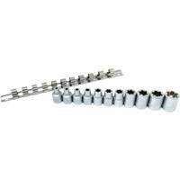 Flat-Cut E-"Star" Socket Set, 11 Pieces, 3/8" Drive Size Maritime Industrial Rubber