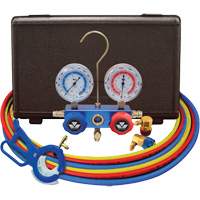 Dual Manifold Gauge Set with 3-in-1 Side Mount Can Tap Valve Maritime Industrial Rubber