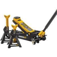Magic Lift Service Jack & Jack Stands Combo Set, 3 Ton(s)/2.5 Ton(s) Capacity, 3-7/20" Lowered, 19-3/10" Raised, Manual Hydraulic Maritime Industrial Rubber