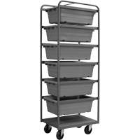 R&acirc;telier mobile, &agrave; deux c&ocirc;t&eacute;s, 6 bacs, 26" la x 18" p x 74" h Maritime Industrial Rubber