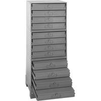 Armoire de rangement modulaire avec tiroirs, Acier, 12 tiroirs, 20-3/8" x 16" x 60-1/8", Gris Maritime Industrial Rubber