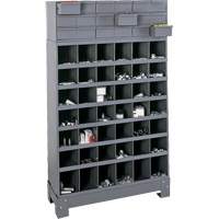 Unit&eacute; de stockage modulaire pour petites pi&egrave;ces, Acier, 18 tiroirs, 33-3/4" x 12-1/4" x 58-5/8", Gris Maritime Industrial Rubber