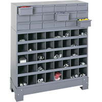 Modular Small Parts Storage Unit, Steel, 18 Drawers, 33-3/4" x 12-1/4" x 40-1/2", Grey Maritime Industrial Rubber