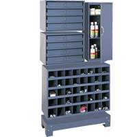 Unit&eacute; de stockage modulaire pour petites pi&egrave;ces, Acier, 8 tiroirs, 33-3/4" x 12-1/4" x 59-5/8", Gris Maritime Industrial Rubber