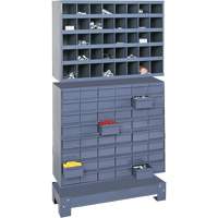 Modular Small Parts Storage Unit, Steel, 48 Drawers, 33-3/4" x 12-1/4" x 58-3/8", Grey Maritime Industrial Rubber