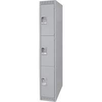 Lockers, 3 -tier, 12" x 18" x 72", Steel, Grey, Knocked Down Maritime Industrial Rubber