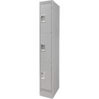 Lockers, 3 -tier, 12" x 18" x 76", Steel, Grey, Knocked Down Maritime Industrial Rubber