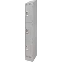 Lockers, 3 -tier, 12" x 18" x 86", Steel, Grey, Knocked Down Maritime Industrial Rubber