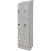 Lockers, 3 -tier, Bank of 2, 24" x 18" x 86", Steel, Grey, Knocked Down Maritime Industrial Rubber