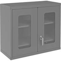 Wall-Mountable Storage Cabinet with Clearview Doors, 26-15/16" H x 29-7/8" W x 13-11/16" D, 2 Shelves, Steel, Grey Maritime Industrial Rubber