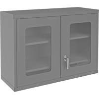 Wall-Mountable Storage Cabinet with Clearview Doors, 26-15/16" H x 35-7/8" W x 13-11/16" D, 2 Shelves, Steel, Grey Maritime Industrial Rubber