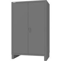 Armoire avec portes encastr&eacute;es en panneau perfor&eacute;, Acier, 4 Tablettes, 78" h x 48" la x 30" P, Gris Maritime Industrial Rubber
