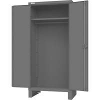 Armoire avec barre de suspension et portes encastr&eacute;es standards , Acier, 78" h x 36" la x 24" P, Gris Maritime Industrial Rubber