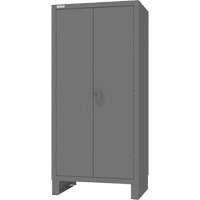 Armoire avec barre de suspension et portes encastr&eacute;es standards , Acier, 78" h x 36" la x 24" P, Gris Maritime Industrial Rubber