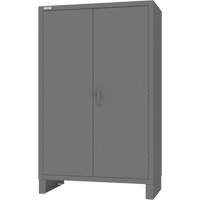 Armoire avec barre de suspension et portes encastr&eacute;es standards, Acier, 78" h x 48" la x 24" P, Gris Maritime Industrial Rubber
