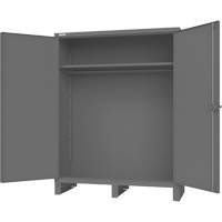 Armoire avec barre de suspension et portes encastr&eacute;es standards, Acier, 78" h x 60" la x 24" P, Gris Maritime Industrial Rubber