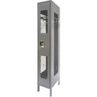 Vented Lockers, 12" x 18" x 78", Steel, Grey, Knocked Down, Perforated Maritime Industrial Rubber