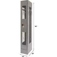 Vented Lockers, 12" x 18" x 78", Steel, Grey, Knocked Down, Perforated Maritime Industrial Rubber