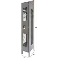 Vented Lockers, 12" x 18" x 88", Steel, Grey, Knocked Down, Perforated Maritime Industrial Rubber