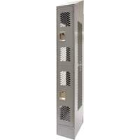 Vented Lockers, 2 -tier, 12" x 18" x 88", Steel, Grey, Knocked Down, Perforated Maritime Industrial Rubber