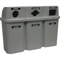 Contenants de recyclage Bullseye, Bord de rue, Plastique, 3 x 22 gal. US Maritime Industrial Rubber