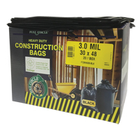 Sacs pour d&eacute;chets pour entrepreneurs, Fort, 30" la x 48" lo, 3 mils, Noir, Capacit&eacute; 113,56 L (30 gal.) Maritime Industrial Rubber