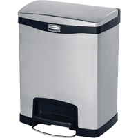 Slim Jim&reg; Waste Container, Stainless Steel, 8 US gal. Capacity Maritime Industrial Rubber