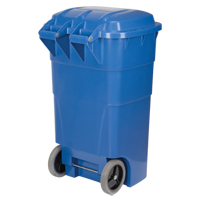 Bac de recyclage roulant, Bord de rue, Poly&eacute;thyl&egrave;ne, 65 gal. US Maritime Industrial Rubber