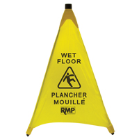 "Wet Floor" Pop-Up Safety Cone, Bilingual with Pictogram Maritime Industrial Rubber