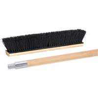 Push Broom with Metal-Threaded Handle, 24", Medium, Tampico Bristles Maritime Industrial Rubber