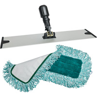 Dust Mop Pad & Frame, Hook and Loop Style, Polyester, 18" L x 5-3/4" W Maritime Industrial Rubber