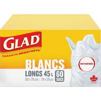 Tall 45L Unscented Garbage Bags, Regular, 24" W x 28" L, White Maritime Industrial Rubber