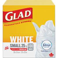 Small 25L Febreze Garbage Bags, Regular, 20" W x 20" L, White Maritime Industrial Rubber