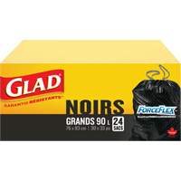 90L Garbage Bags, Regular, 30" W x 33" L, Black Maritime Industrial Rubber