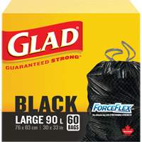 90L Garbage Bags, Regular, 30" W x 33" L, Black Maritime Industrial Rubber